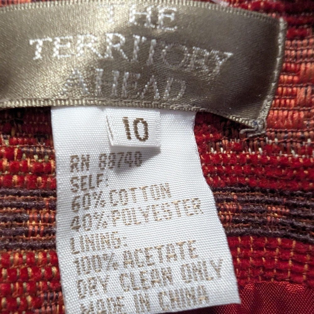 Vtg The Territory Ahead Vest Red Tapestry Woven Zip Front Sz 10 Boho Eclectic - Picture 2 of 7